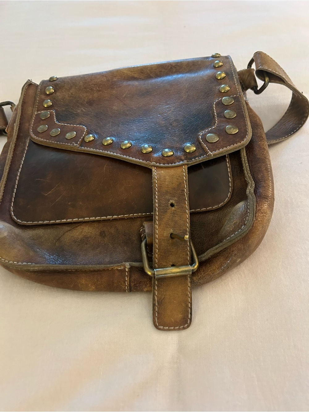 Bed Stu Brown Leather Studded Crossbody Bag - Picture 13 of 16